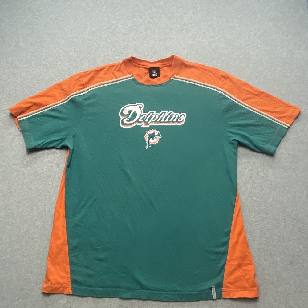 NFL Miami Dolphins T-Shirt Crewneck Mens Size XL Green Orange Football